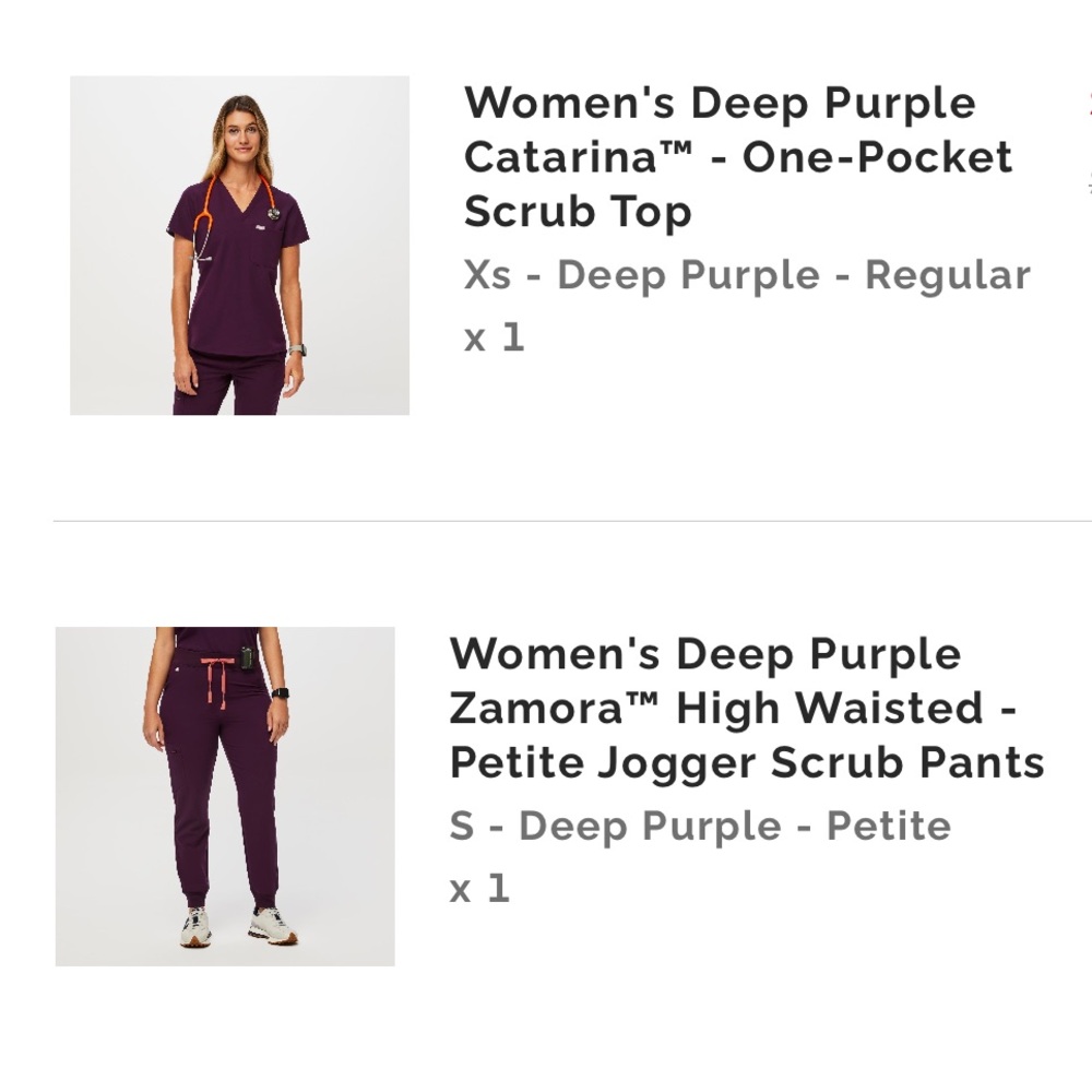Figs Women's Deep Purple Zamora Jogger Scrub Pants and Caterina One-Pocket Top